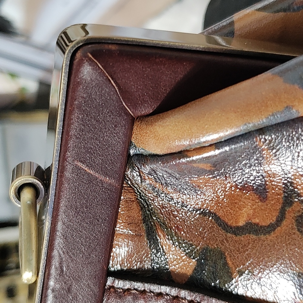 Patricia Nash Floral Painted Leather Satchel in Tan, Brown, Green, Red - Picture 8 of 15